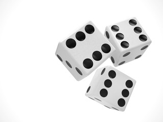 three dices on white