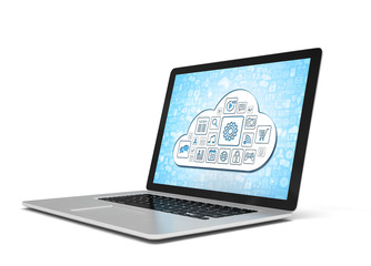 3d rendering of a laptop with cloud concept