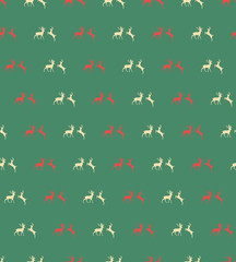 Seamless patterns with Christmas reindeers on brown background