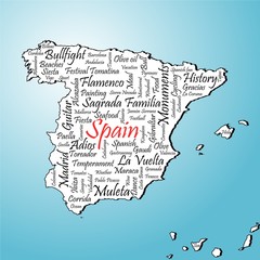Spain map on blue background