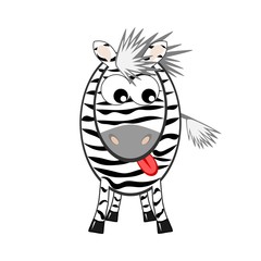 Striped zebra with tongue out illustration
