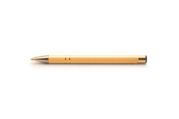 Gold luxury pen mockup isolated on a white background. Nice pen for expensive design presentation....