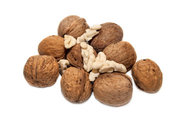 walnuts on a white background