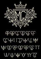 heraldic template monogram with the bilateral alphabet