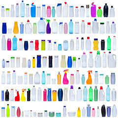 Large set of plastic bottles