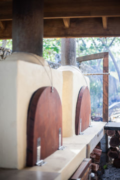 Two outdoor fire ovens