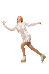 Woman wearing white dress isolated on white