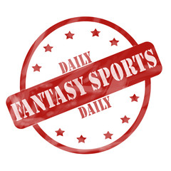 Red Weathered Daily Fantasy Sports Stamp Circle and Stars