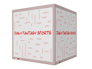 Daily Fantasy Sports Word Cloud Concept on a 3D Whiteboard