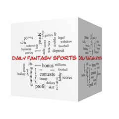 Daily Fantasy Sports 3D Word Cloud Concept in red caps