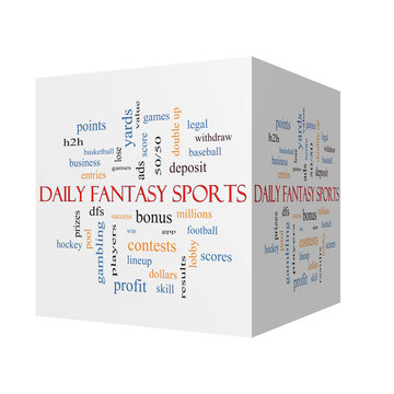 Daily Fantasy Sports 3D cube Word Cloud Concept