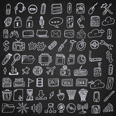 Hand drawn computer icons set. 