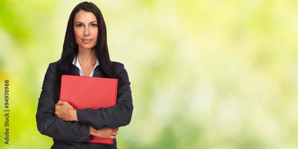 Wall mural Young smiling business woman.