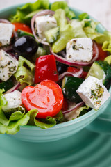 Greek salad.selective focus