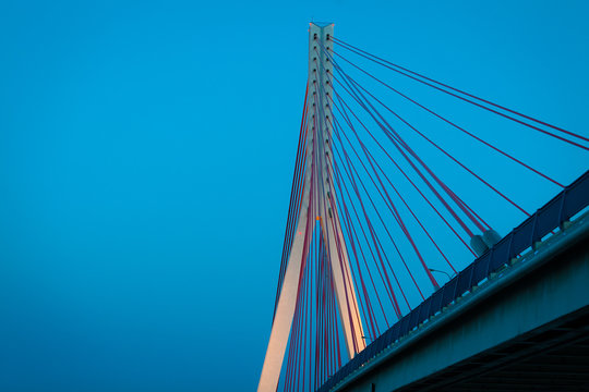 Fototapeta Suspension bridge over Wisla in Gdansk Poland.