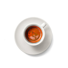 Cup of espresso coffee isolated on white plus clipping path