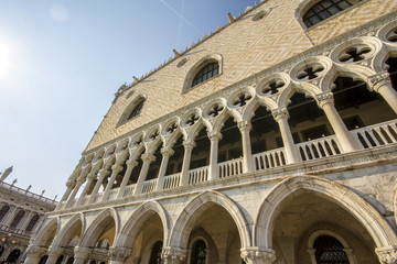 Fototapeta na wymiar The Doge Palace - Venice Italy / Detail of the Doge Palace (Palazzo Ducale) in St. Mark Square, Venice