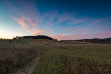 Beautiful autumnal sunset landscape