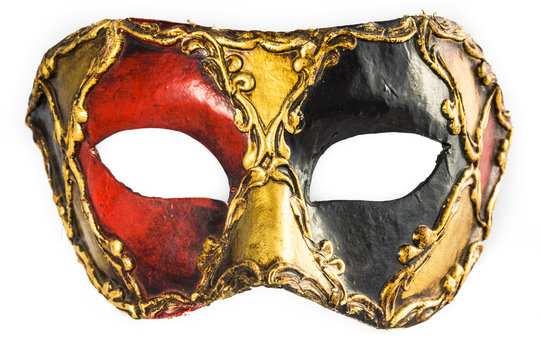traditional Venitian hand-painted mask made of plaster, isolated