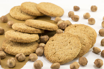 Integral cookies and natural fresh hazelnuts