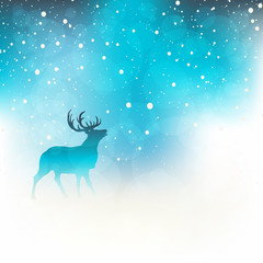 Deer in snowy winter night