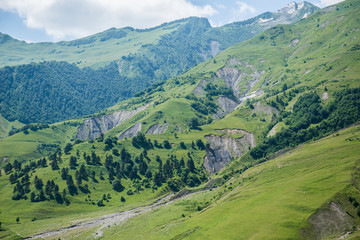 Fototapeta na wymiar View from Georgian Military Highway in northern part of Georgia