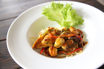 spaghetti with seafood