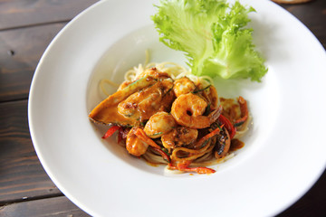 spaghetti with seafood