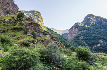Fototapeta na wymiar Kazbegi National Park near Gveleti village in Georgia