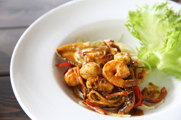 spaghetti with seafood
