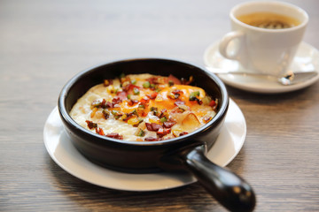 fried egg stuff with hot pan