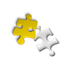 Fototapeta premium Puzzleteil gelb Hintergrund weiß