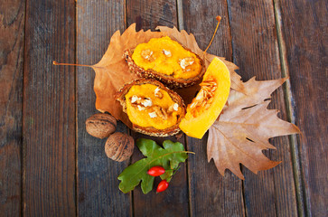 Pumpkin on wooden background