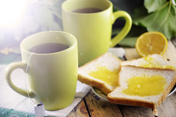 tea and toast with honey