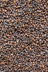 Pattern black roasted coffee bean texture and background