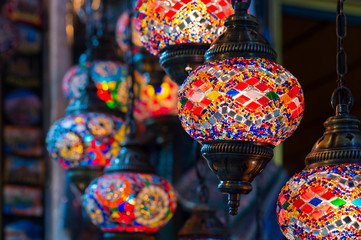 Colorful turkish islamic hanging lanterns