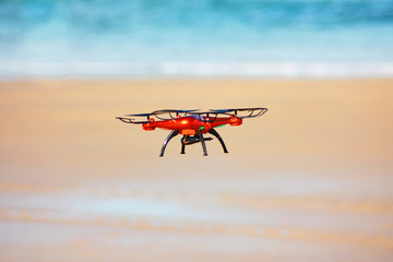 Fototapeta na wymiar Flying drone with mounted camera