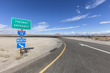 Interstate 15 Desert Freeway Entrance in the Mojave National Preserve