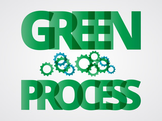 Green process. Abstract colorful text concept