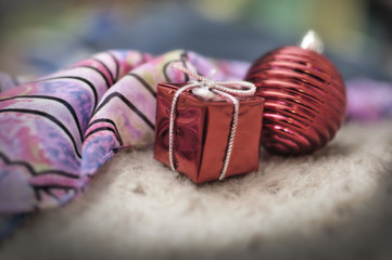 Christmas decorations on abstract background