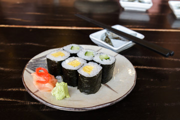 Sushi egg and cucumber