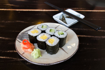 Sushi egg and cucumber
