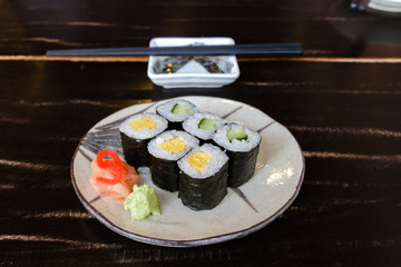 Sushi egg and cucumber