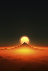 Fototapeta na wymiar 日の出と富士山 