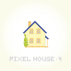 Isolated vector house in pixel art style 4