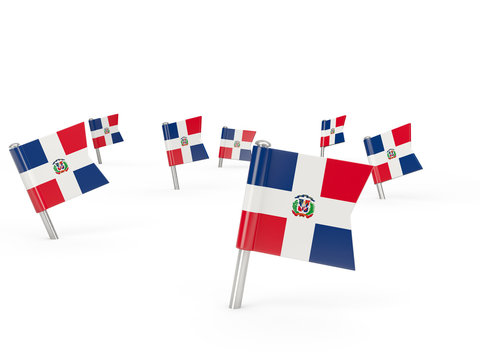 Square pins with flag of dominican republic