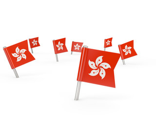 Square pins with flag of hong kong