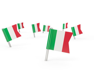 Square pins with flag of italy