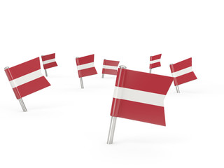 Square pins with flag of latvia