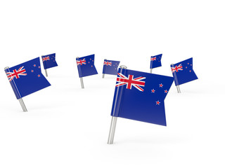 Square pins with flag of new zealand